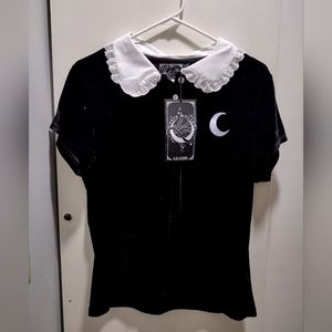 Killstar gothic collared velvet shirt
